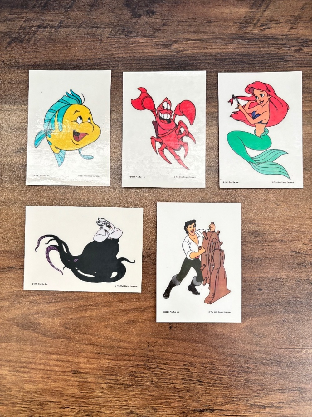 VINTAGE 1991 Disney Little Mermaid Pro Set Trading Cards Stickers SET 5 Ariel